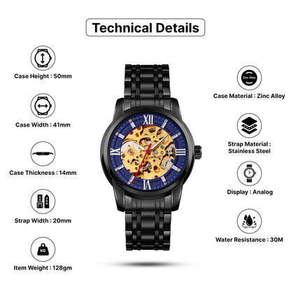 Skmei Automatic Analog Dial Stainless Steel Strap Watch for Men - 9222