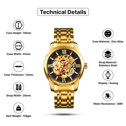 Skmei Automatic Analog Dial Stainless Steel Strap Watch for Men - 9222