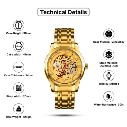 Skmei Automatic Analog Dial Stainless Steel Strap Watch for Men - 9222