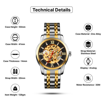 Skmei Automatic Analog Dial Stainless Steel Strap Watch for Men - 9222