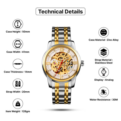 Skmei Automatic Analog Dial Stainless Steel Strap Watch for Men - 9222