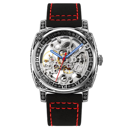 Automatic Mechanical Watch Men's Leather Strap Wristwatches - 9271