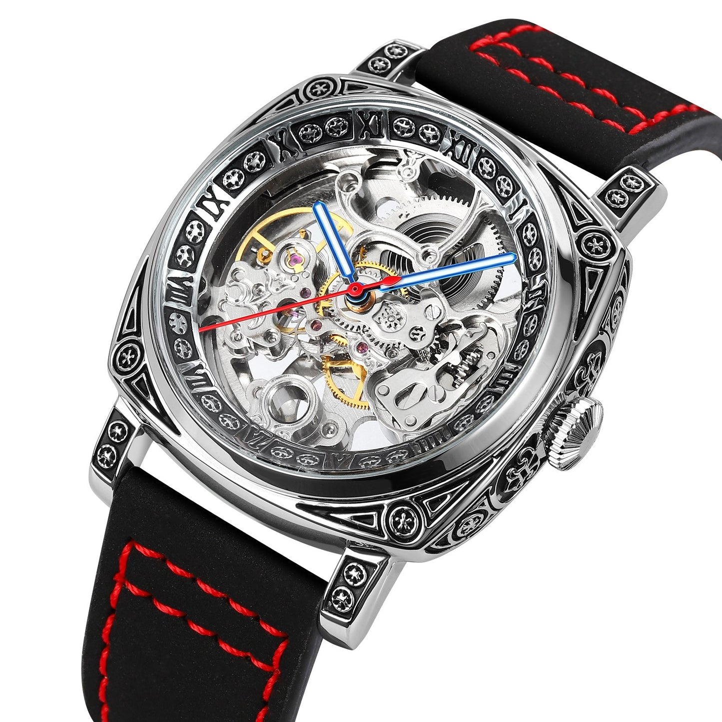 Automatic Mechanical Watch Men's Leather Strap Wristwatches - 9271