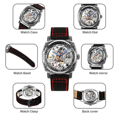 Automatic Mechanical Watch Men's Leather Strap Wristwatches - 9271