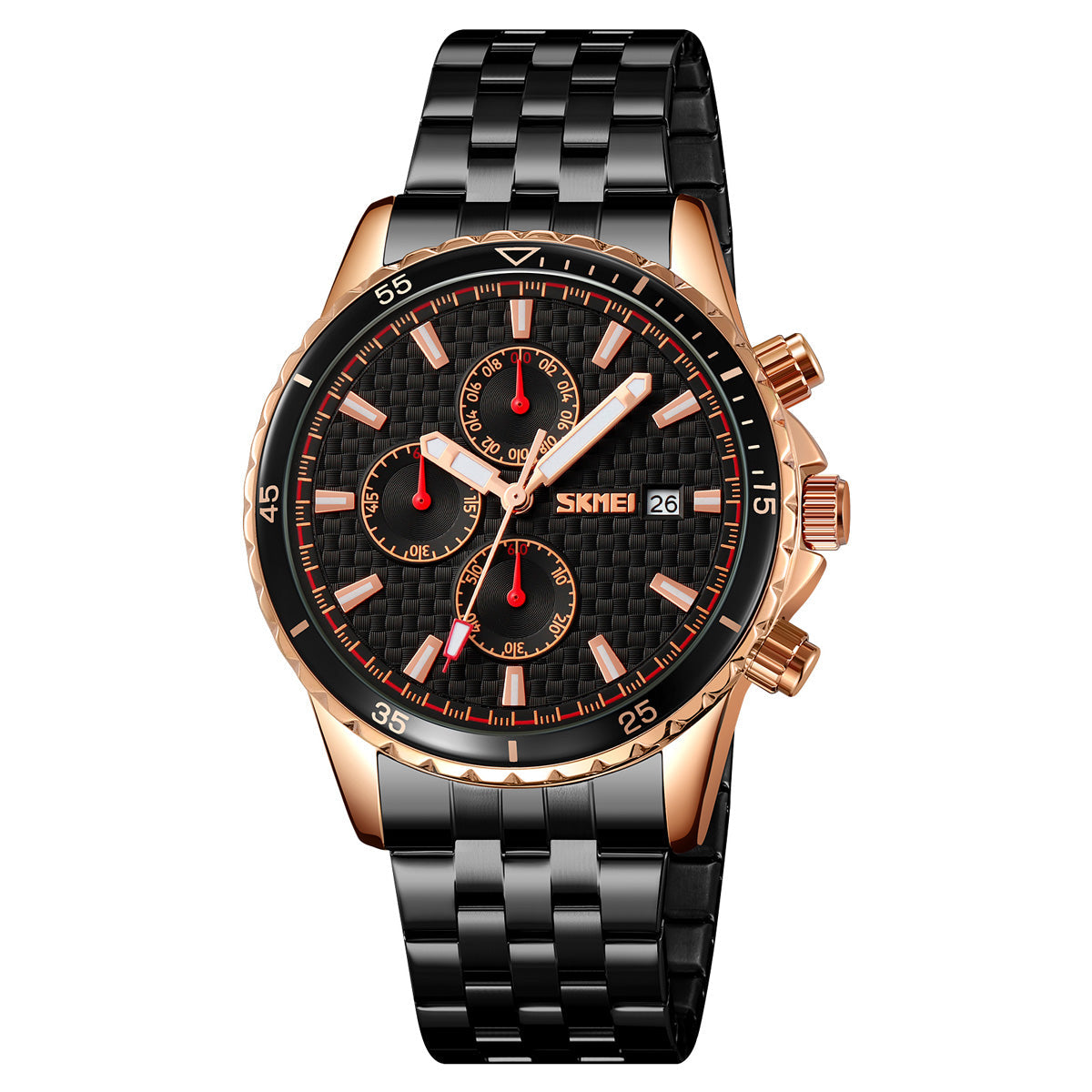 Men's Quartz Stainless Steel Band Chronograph Watch - 9334