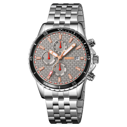 Men's Quartz Stainless Steel Band Chronograph Watch - 9334