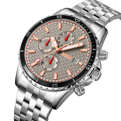 Men's Quartz Stainless Steel Band Chronograph Watch - 9334