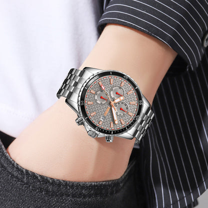 Men's Quartz Stainless Steel Band Chronograph Watch - 9334