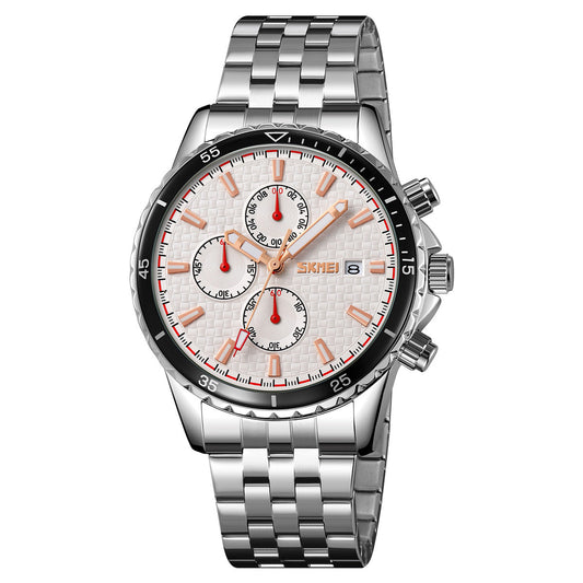 Men's Quartz Stainless Steel Band Chronograph Watch - 9334