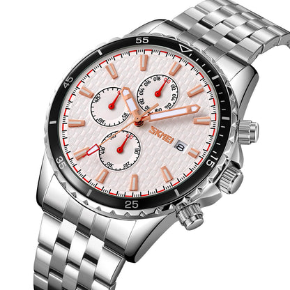 Men's Quartz Stainless Steel Band Chronograph Watch - 9334