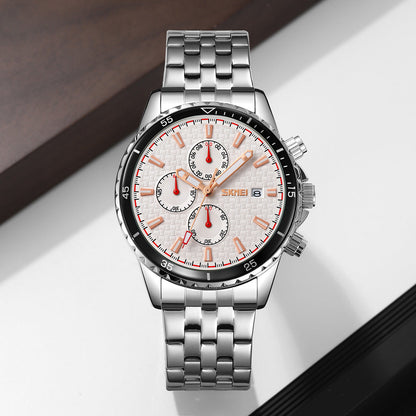 Men's Quartz Stainless Steel Band Chronograph Watch - 9334