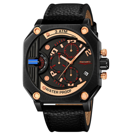 Skmei Quartz Analog Dial Leather Strap Watch for Men - 9343