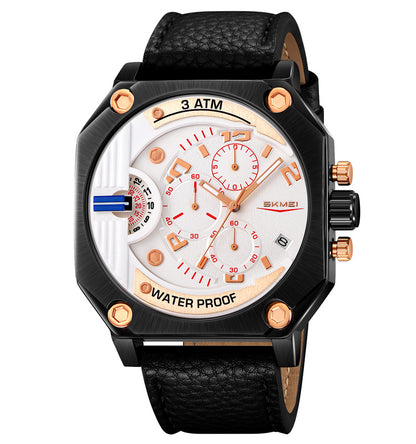 Skmei Quartz Analog Dial Leather Strap Watch for Men - 9343