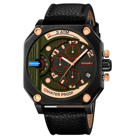 Skmei Quartz Analog Dial Leather Strap Watch for Men - 9343