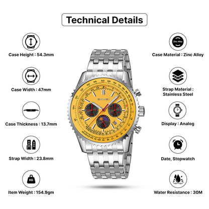 Skmei Quartz Analog Dial Stainless Steel Strap Watch for Men - 9348