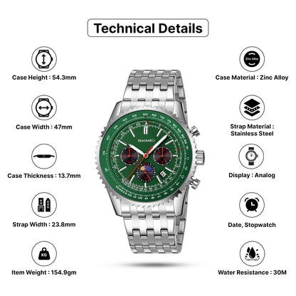 Skmei Quartz Analog Dial Stainless Steel Strap Watch for Men - 9348