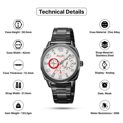 Skmei Quartz Analog Dial Stainless Steel Strap Watch for Men - 9350