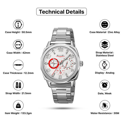 Skmei Quartz Analog Dial Stainless Steel Strap Watch for Men - 9350