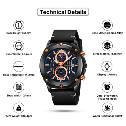 Skmei Quartz Analog Dial Leather Strap Watch for Men - 9351