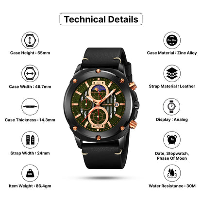 Skmei Quartz Analog Dial Leather Strap Watch for Men - 9351