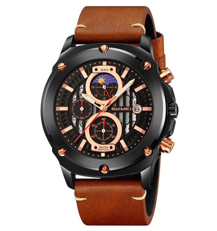 Skmei Quartz Analog Dial Leather Strap Watch for Men - 9351