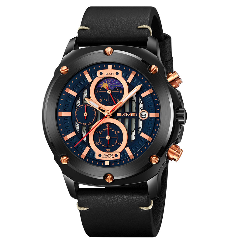 Skmei Quartz Analog Dial Leather Strap Watch for Men - 9351