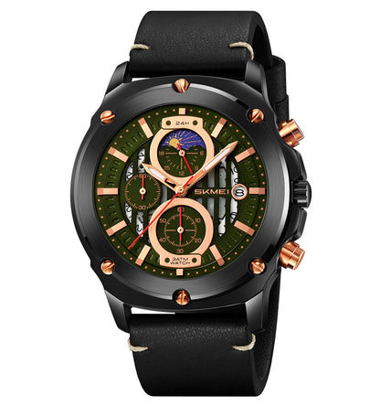 Skmei Quartz Analog Dial Leather Strap Watch for Men - 9351