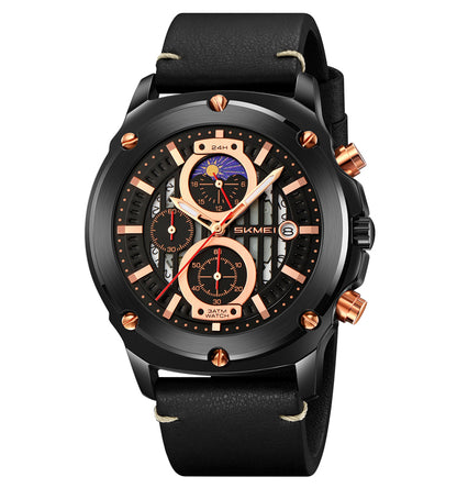 Skmei Quartz Analog Dial Leather Strap Watch for Men - 9351