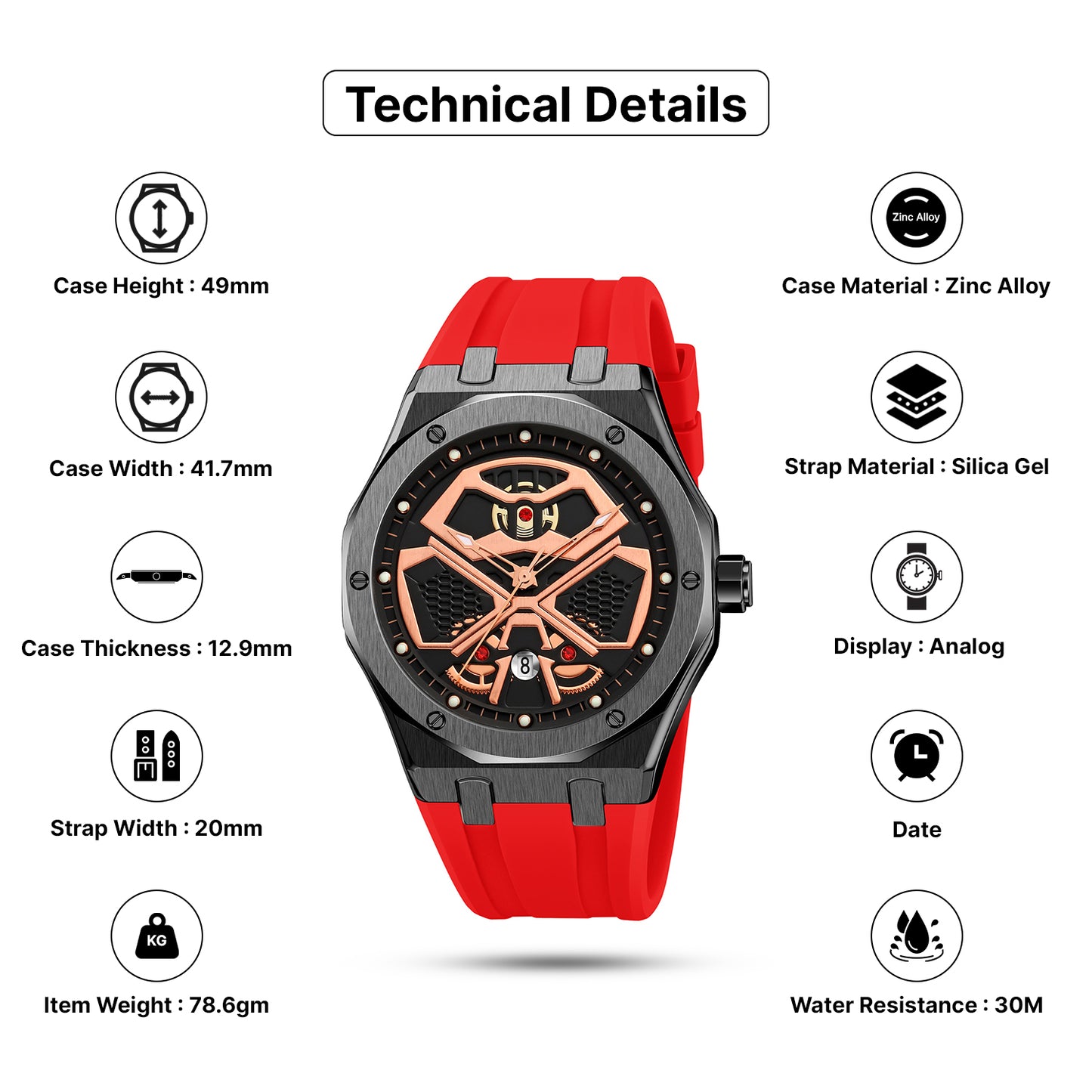 Skmei Quartz Analog Dial Silica Gel Strap Watch for Men - 9362