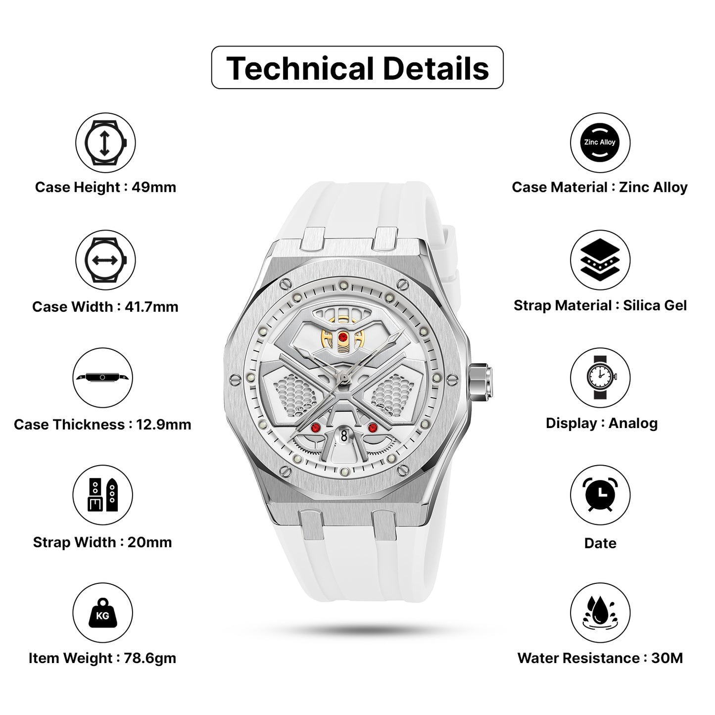 Skmei Quartz Analog Dial Silica Gel Strap Watch for Men - 9362