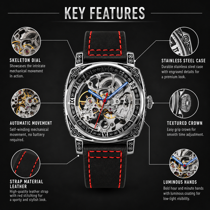 Skeleton Dial Mechanical Strap Automatic Watch For Men