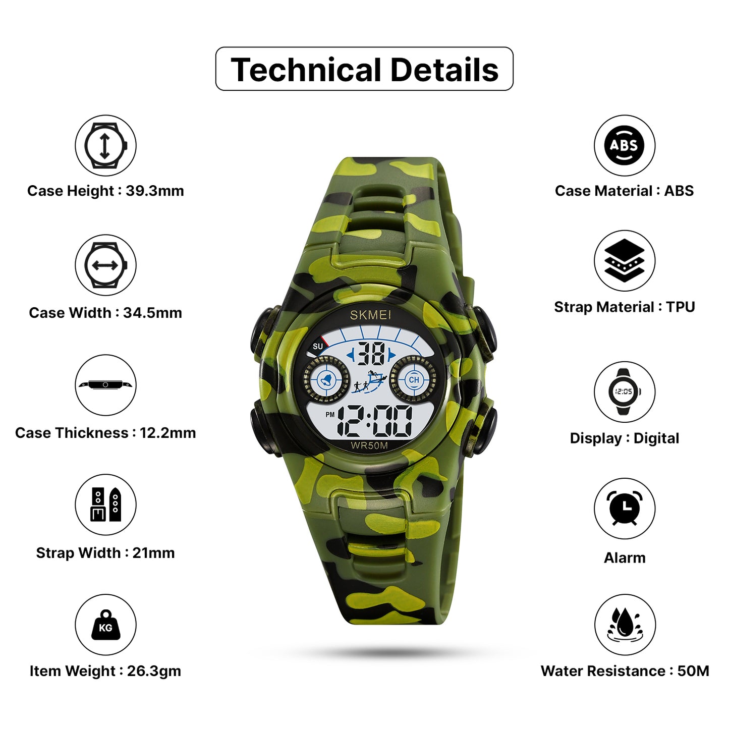 Skmei Digital Dial TPU Strap Watch for Kids - 2309