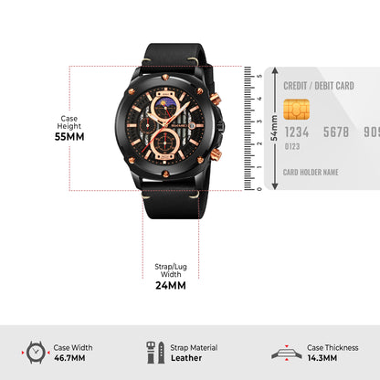 Skmei Quartz Analog Dial Leather Strap Watch for Men - 9351