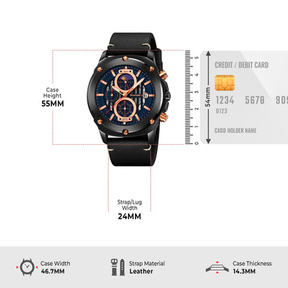 Skmei Quartz Analog Dial Leather Strap Watch for Men - 9351