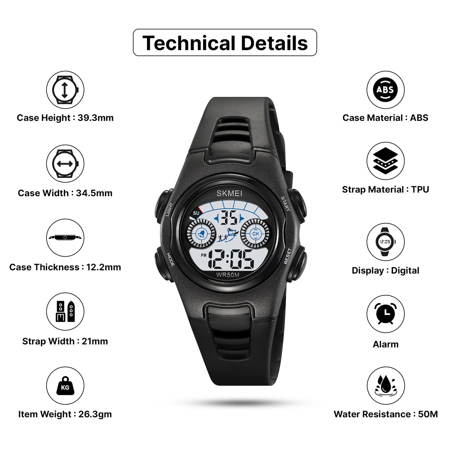 Skmei Digital Dial TPU Strap Watch for Kids - 2309