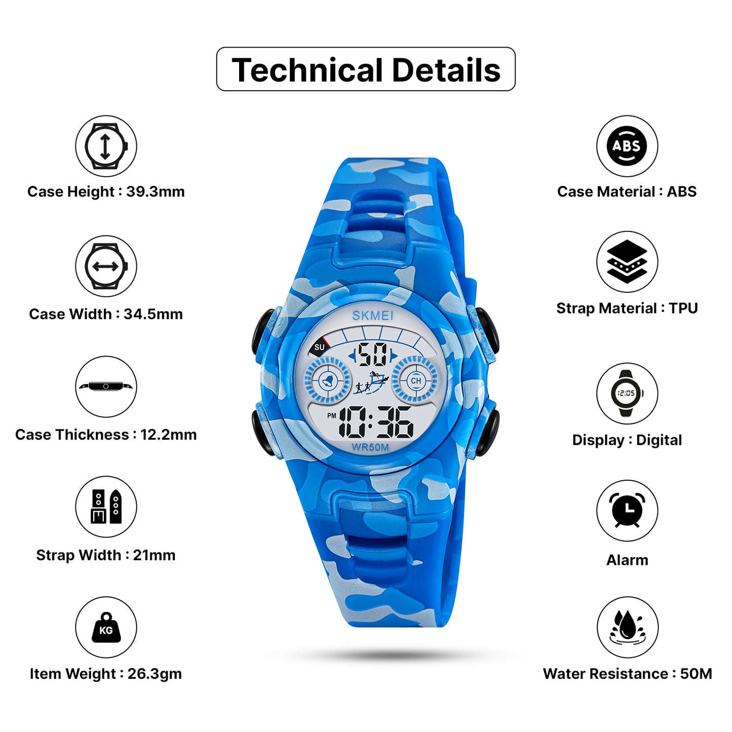 Skmei Digital Dial TPU Strap Watch for Kids - 2309