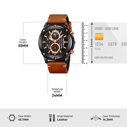 Skmei Quartz Analog Dial Leather Strap Watch for Men - 9351