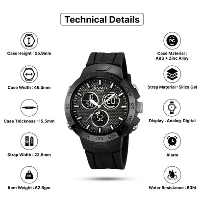 Skmei Analog-Digital Dial Silica Gel Strap Watch for Men - 2106