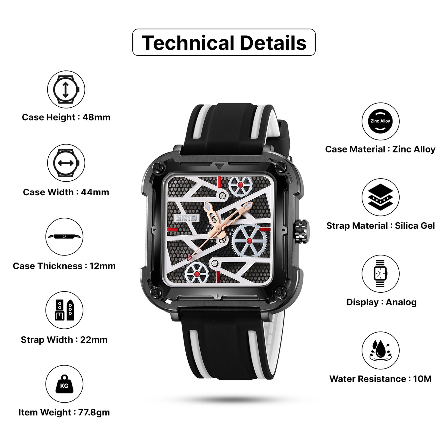 Skmei Quartz Analog Dial Silica Gel Strap Watch for Men - 9363