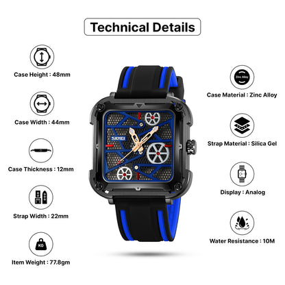 Skmei Quartz Analog Dial Silica Gel Strap Watch for Men - 9363