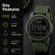 Digital Watch for Men with Army Green Silicone Strap and Round Dial for Casual & Formal Wear