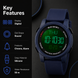 Digital Watch for Men with Blue Silicone Strap and Round Dial for Casual & Formal Wear