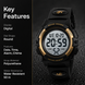 Digital Watch for Kids with Gold Black Polyurethane Strap and Round Dial for Casual & Formal Wear