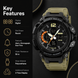 Analog-Digital Watch for Men with Khaki Polyurethane Strap and Round Dial for Casual & Formal Wear