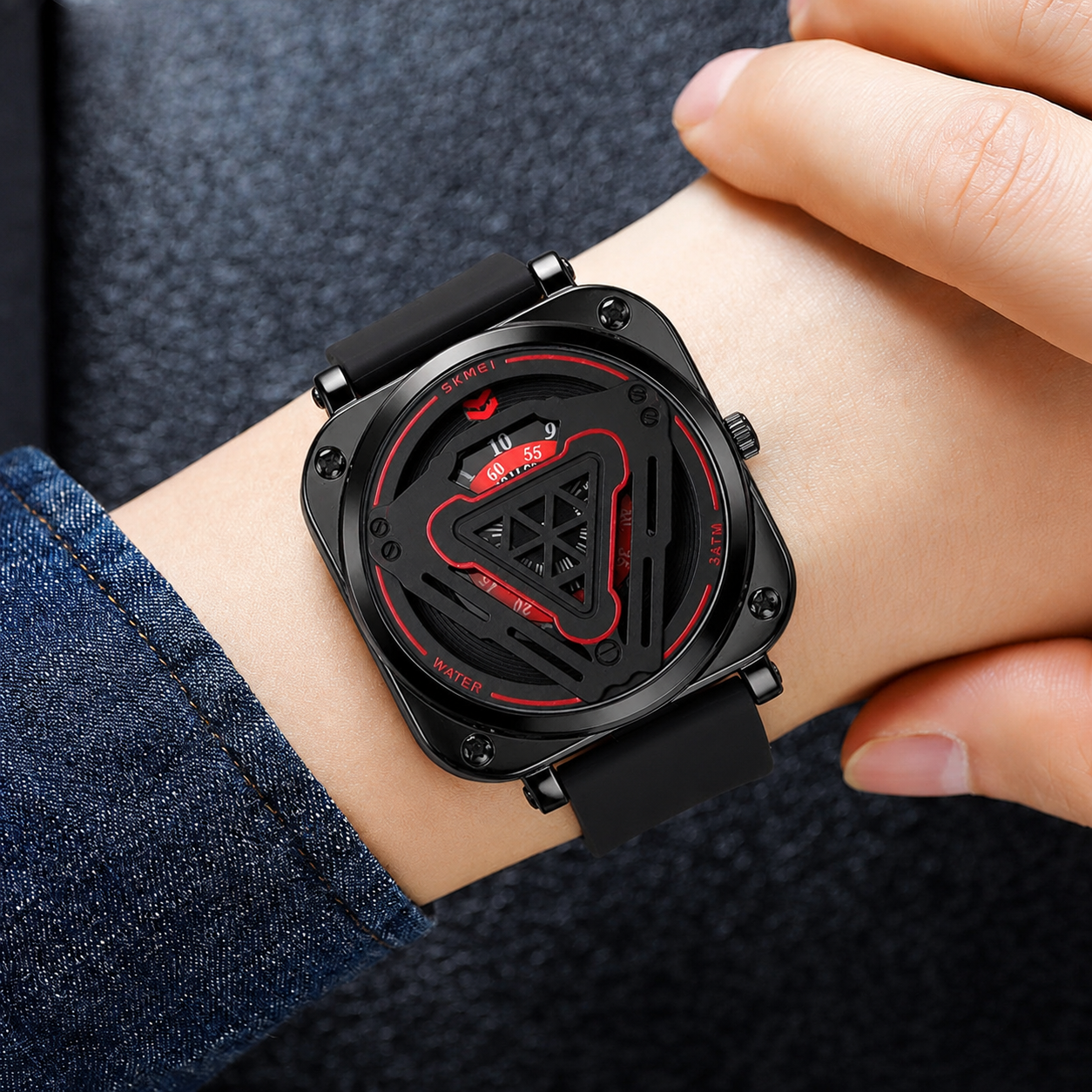 Futuristic Digital Analog Wrist Watch with Silicone Strap