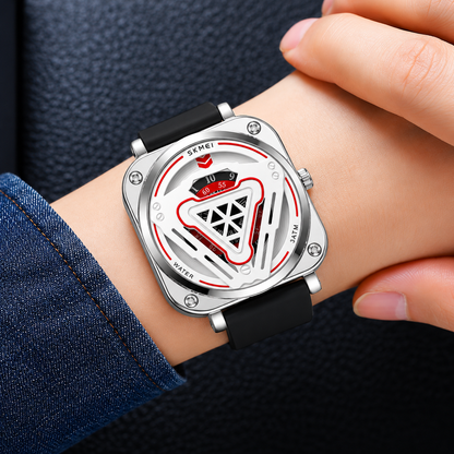 Futuristic Digital Analog Wrist Watch with Silicone Strap