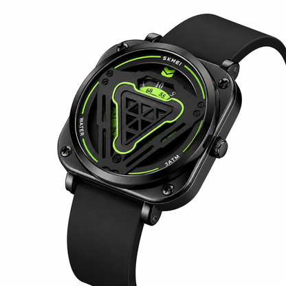 Futuristic Digital Analog Wrist Watch with Silicone Strap