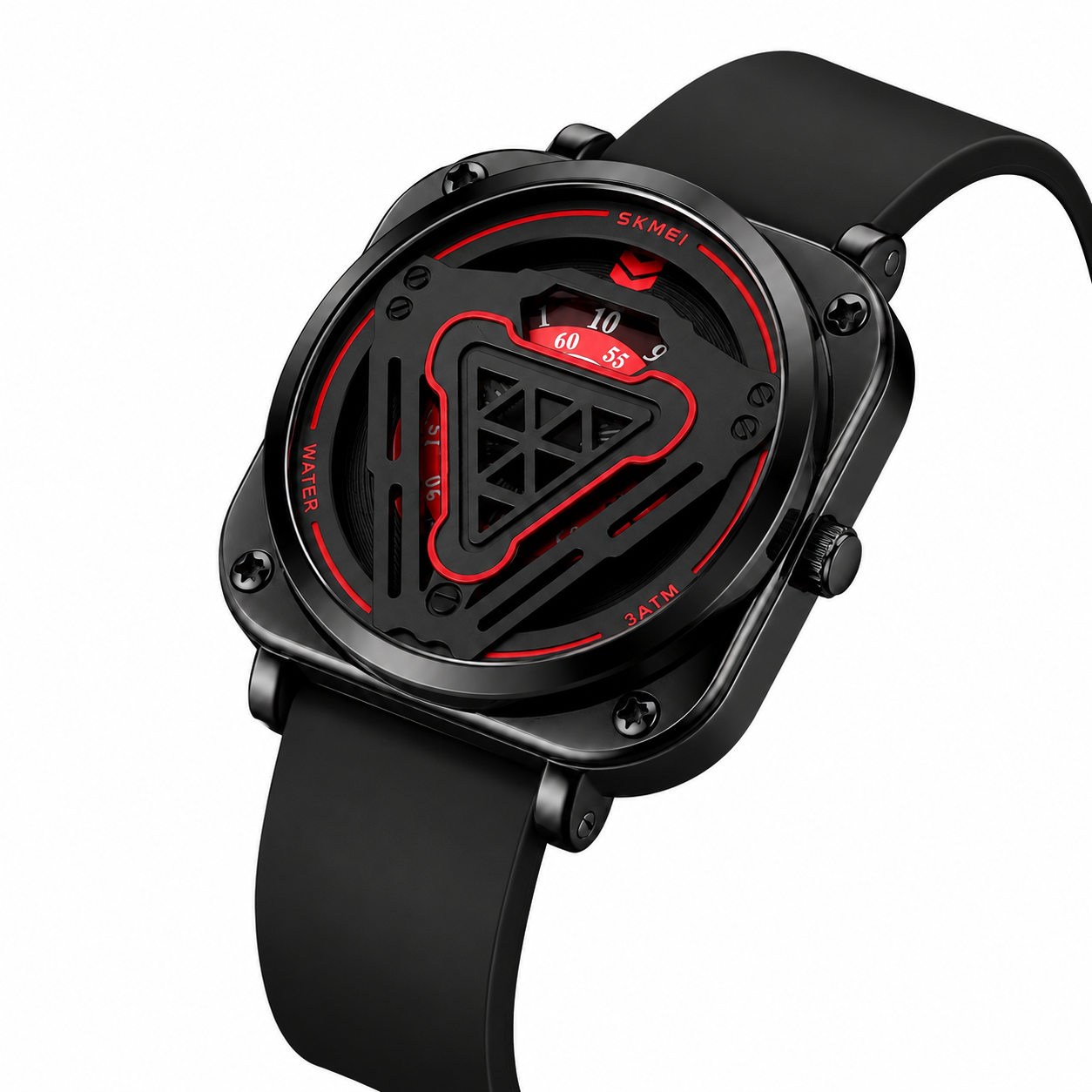 Futuristic Digital Analog Wrist Watch with Silicone Strap
