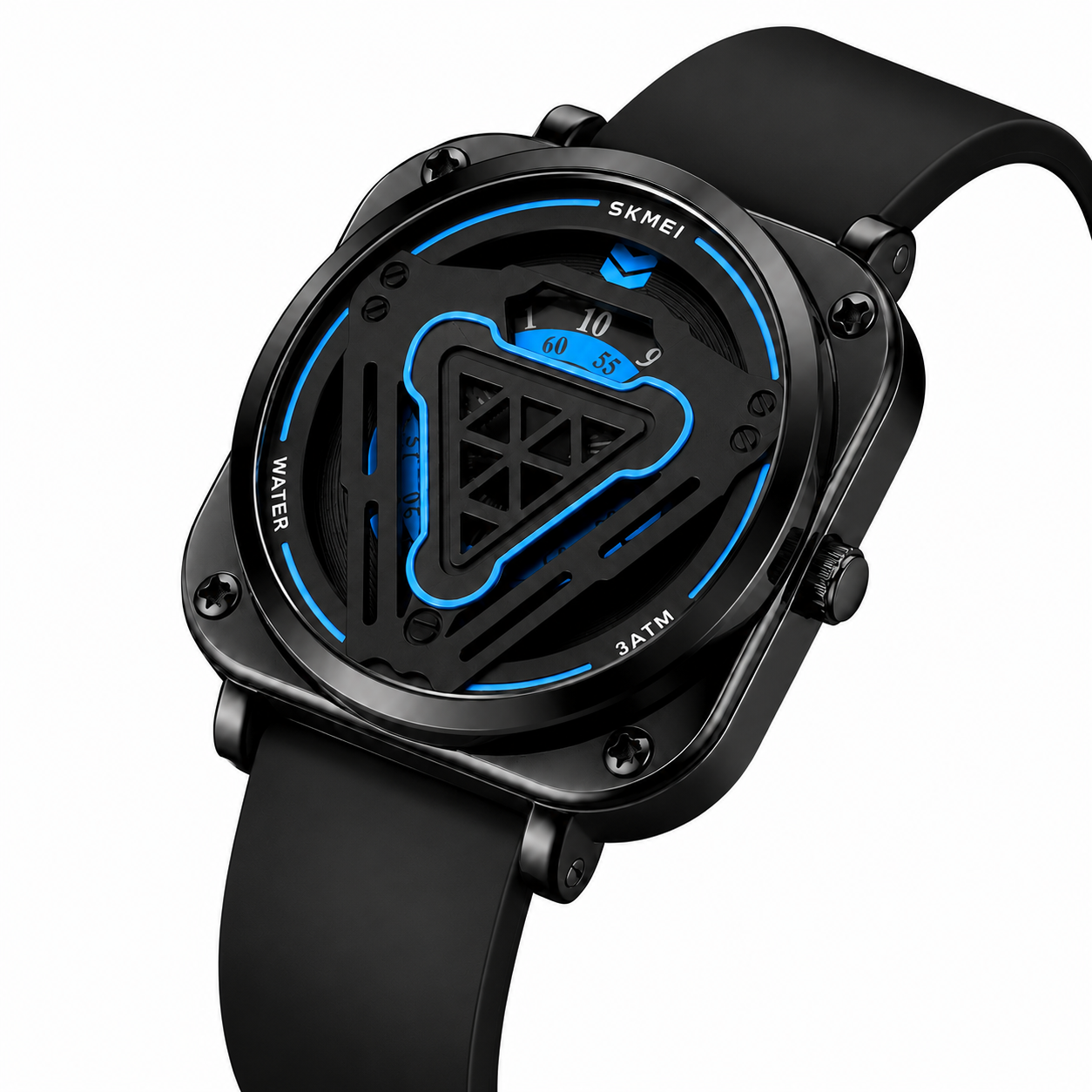 Futuristic Digital Analog Wrist Watch with Silicone Strap