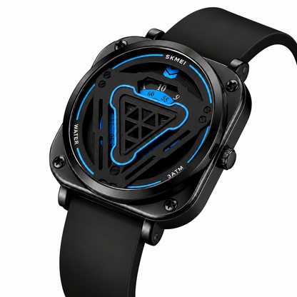 Futuristic Digital Analog Wrist Watch with Silicone Strap